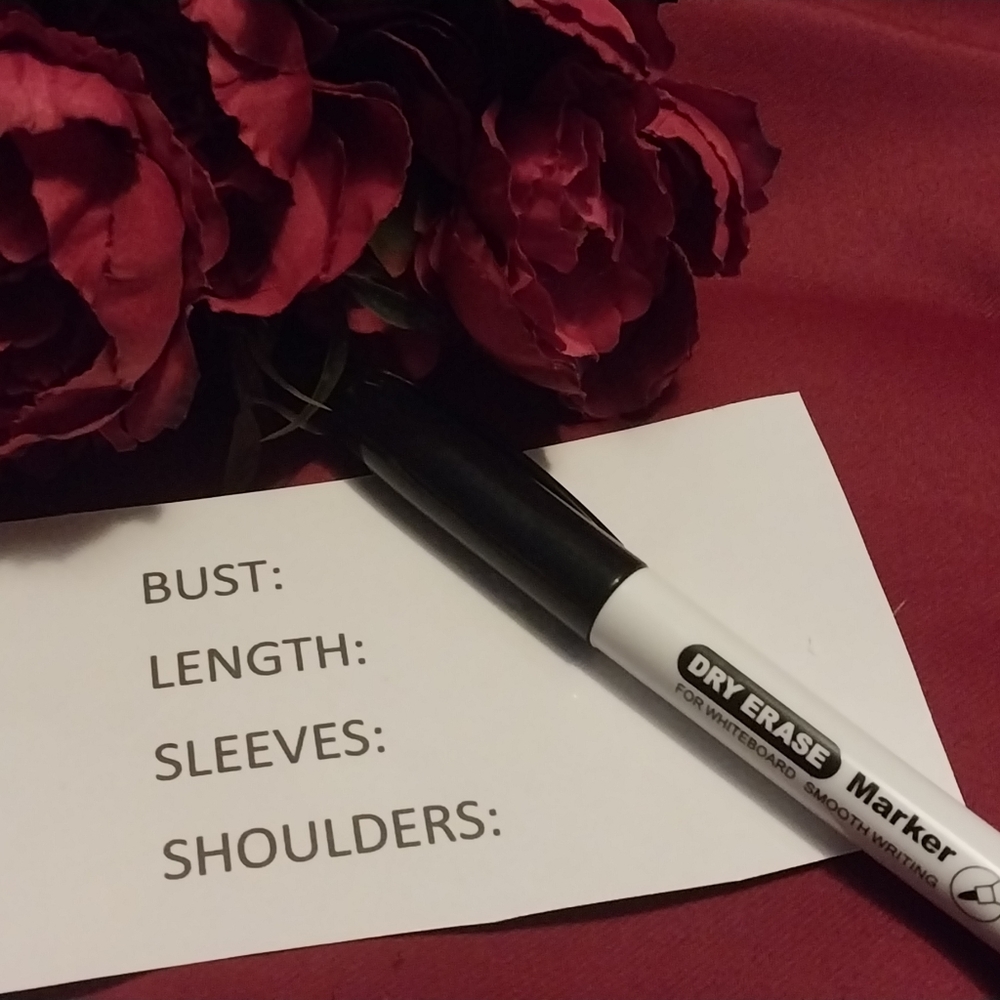 Laminated Dry Erase Clothing Measurement Card For Sellers!!!